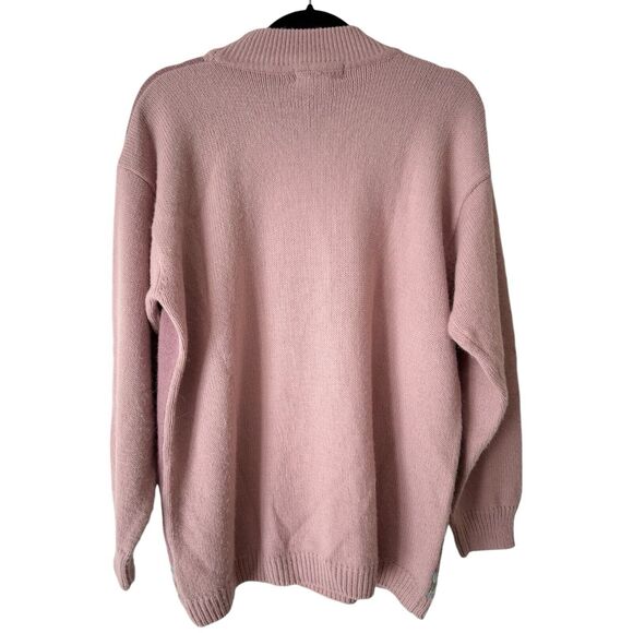 Alfred Dunner Pink Oversized Floral Bouquet Turtleneck Sweater Size Large - Picture 2 of 4